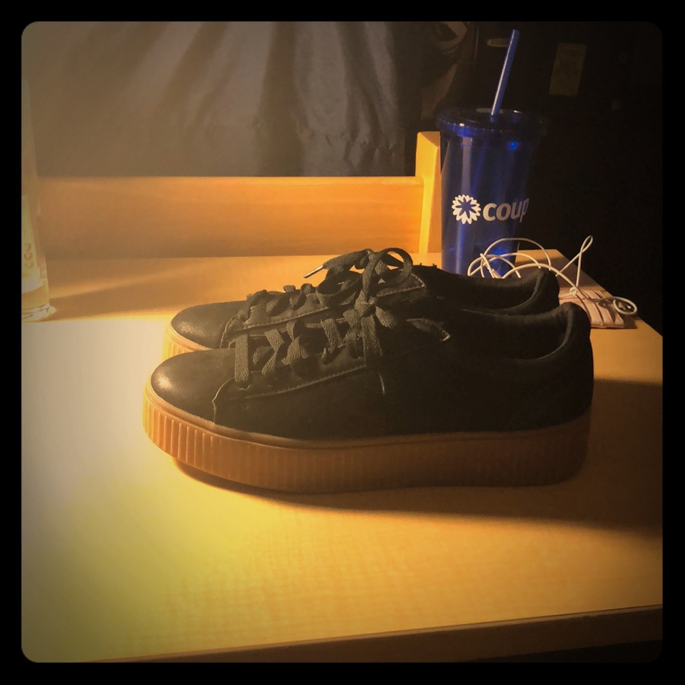 Platform Black and Tan lace ups